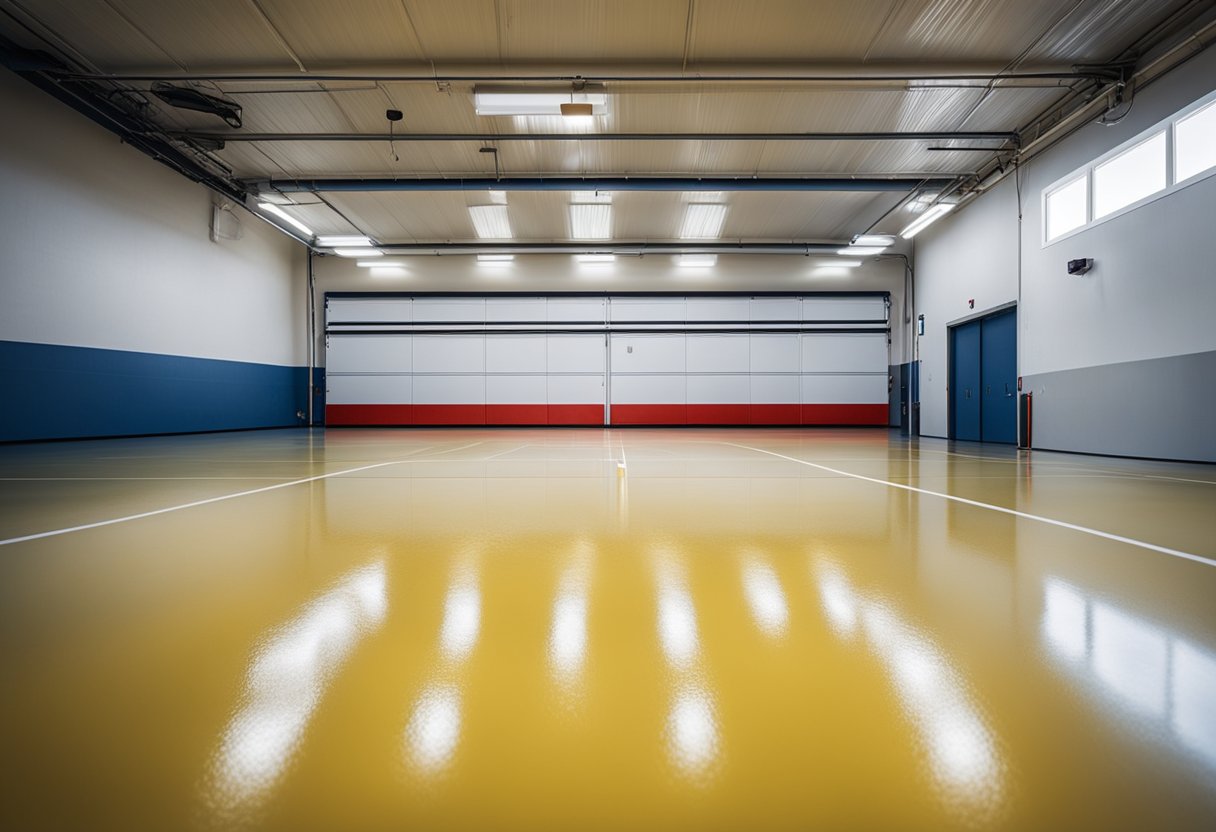 A bright, clean garage floor with a glossy finish, showcasing the durability and easy maintenance of epoxy flooring