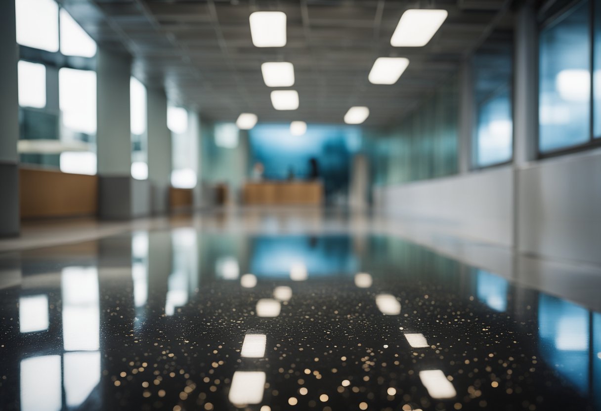 A smooth, glossy epoxy floor with a north side orientation, reflecting light and adding a modern touch to the space